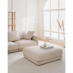 Poggiapiedi Da Divano In Tessuto Beige Jasmin*Westwing Collection Best