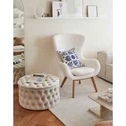 Poltrona In Teddy Con Gambe In Legno Wing*Westwing Collection Sale