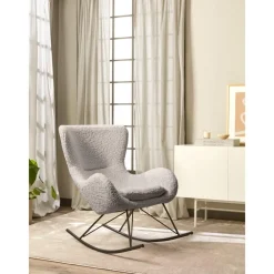 Poltrona In Teddy Grigio Con Gambe In Metallo Wing*Westwing Collection Discount