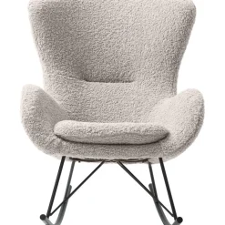 Poltrona In Teddy Grigio Con Gambe In Metallo Wing*Westwing Collection Discount