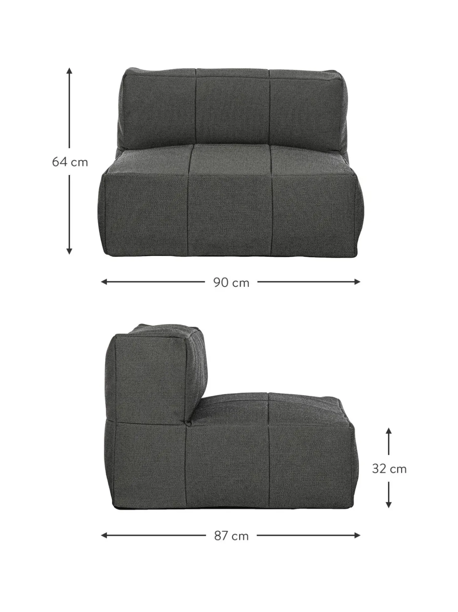 Poltrona Sacco Da Giardino In Tessuto Grigio Scuro Sparrow