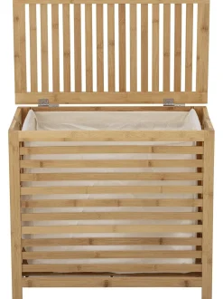 Portabiancheria In Bambu Con Inserto In Tessuto Aden
