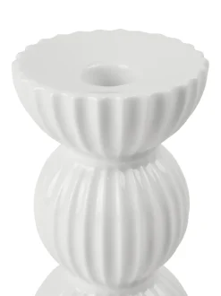 Portacandele In Porcellana Con Superficie Scanalata Tura