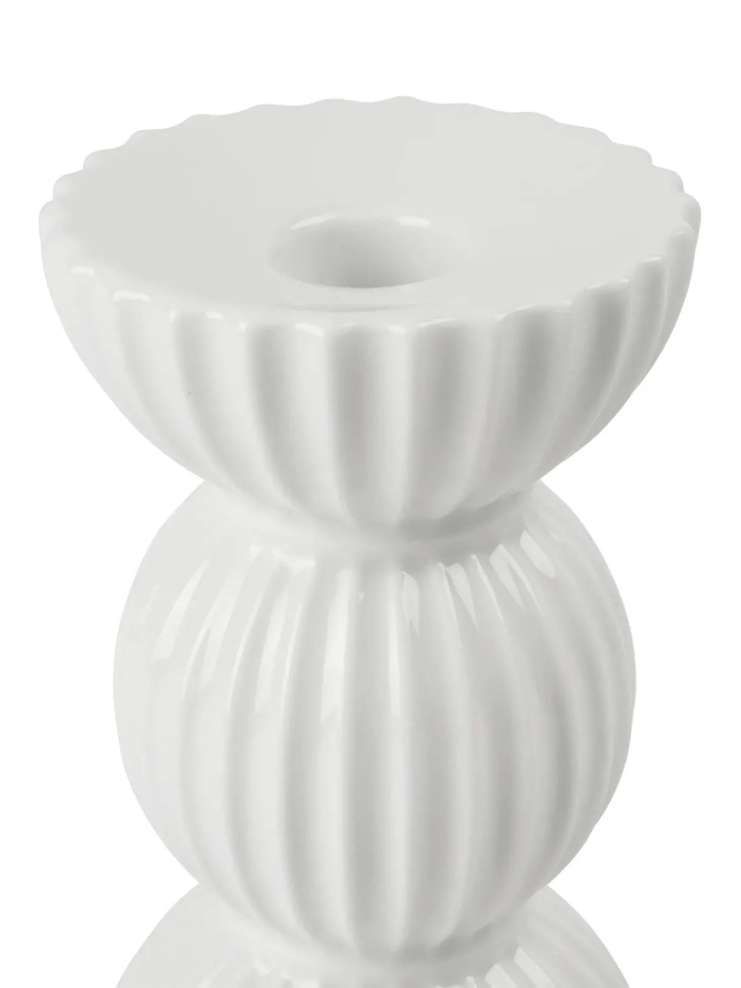 Portacandele In Porcellana Con Superficie Scanalata Tura