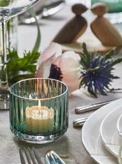 Portacandele In Vetro Soffiato Con Superficie Scanalata Lyngby