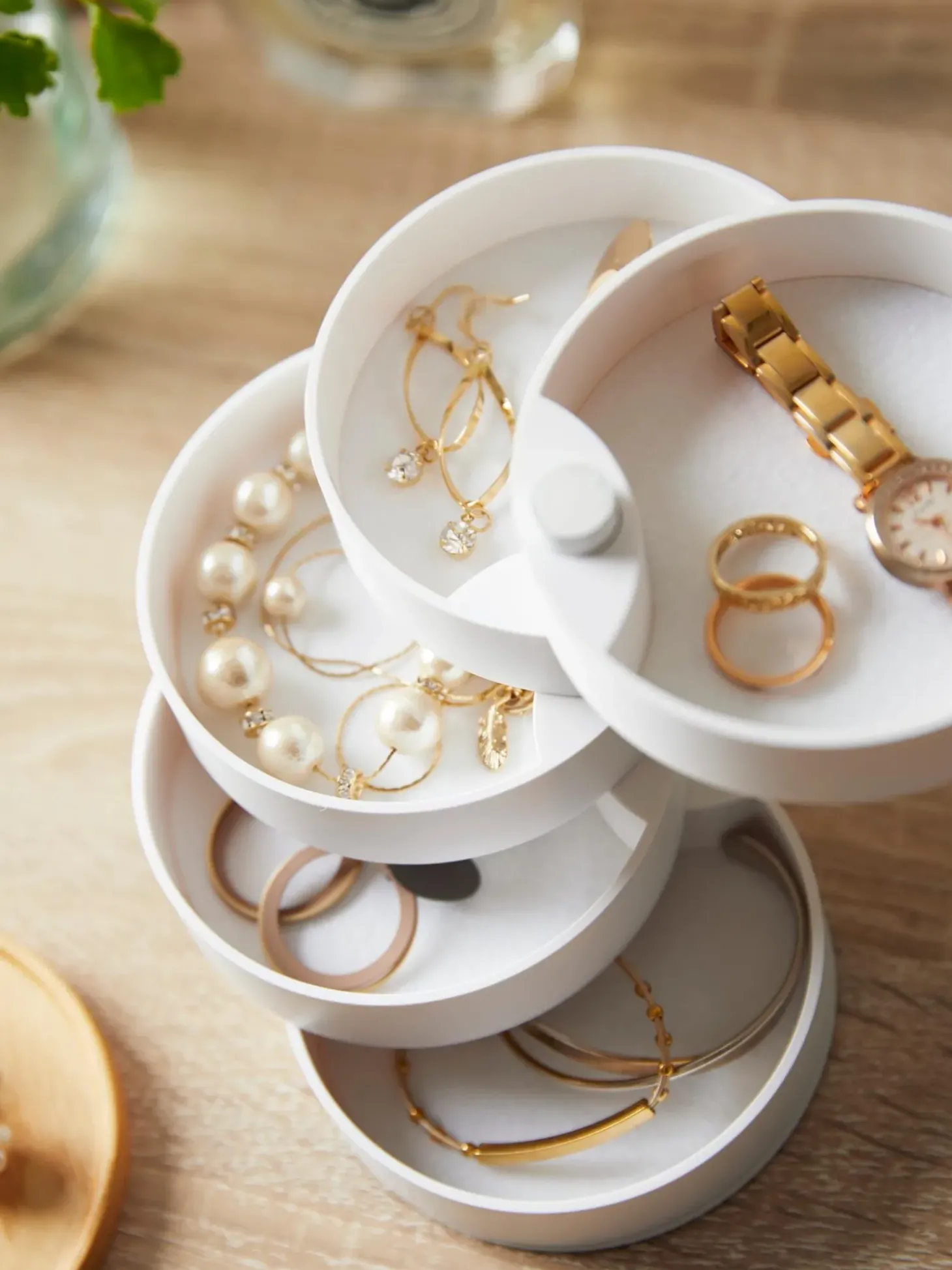 Portagioie Con Coperchio In Legno Tosca, 5 Scomparti