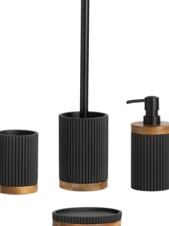 Portasapone Ovale Con Dettaglio In Legno Laura