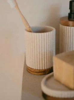 Portasapone Ovale Con Dettaglio In Legno Laura