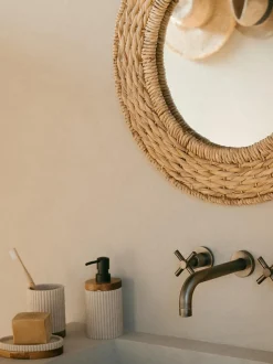 Portasapone Ovale Con Dettaglio In Legno Laura