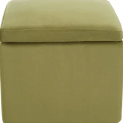 Pouf Contenitore In Velluto Verde Oliva Winou*Westwing Collection Discount