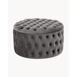 Pouf Contenitore In Velluto Grigio Scuro Chiara*Westwing Collection New