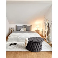 Pouf Contenitore In Velluto Grigio Scuro Chiara*Westwing Collection New