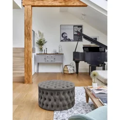 Pouf Contenitore In Velluto Grigio Scuro Chiara*Westwing Collection New