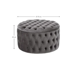 Pouf Contenitore In Velluto Grigio Scuro Chiara*Westwing Collection New