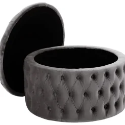 Pouf Contenitore In Velluto Grigio Scuro Chiara*Westwing Collection New