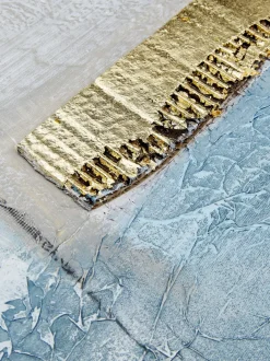 Quadro Su Tela Dipinto A Mano Golden Blue Ii