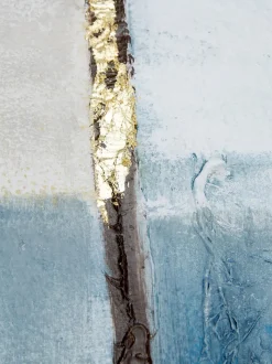 Quadro Su Tela Dipinto A Mano Golden Blue Ii