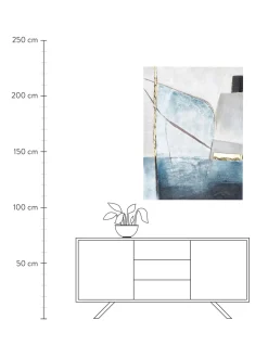 Quadro Su Tela Dipinto A Mano Golden Blue Ii