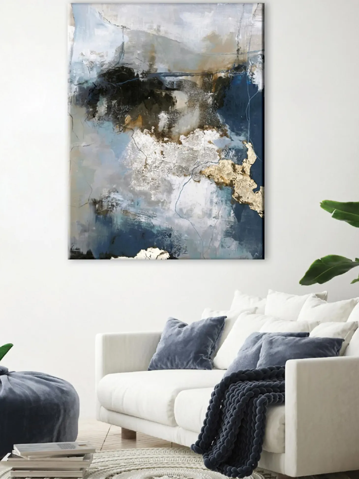 Quadro Su Tela Dipinto A Mano Waterfall