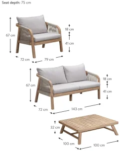 Salotto Da Giardino In Legno Di Acacia Lu 4 Pz