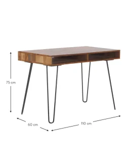 Scrivania In Legno Massiccio E Metallo Repa