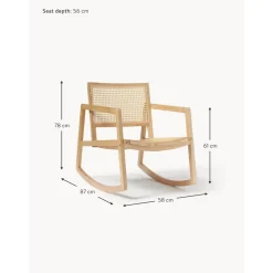 Sedia A Dondolo In Legno Di Frassino Con Intreccio In Rattan Craig*Westwing Collection Hot