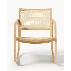 Sedia A Dondolo In Legno Di Frassino Con Intreccio In Rattan Craig*Westwing Collection Hot