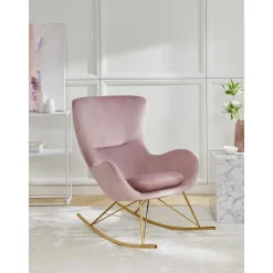 Sedia A Dondolo In Velluto Con Gambe In Metallo Wing*Westwing Collection Best