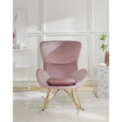 Sedia A Dondolo In Velluto Con Gambe In Metallo Wing*Westwing Collection Best