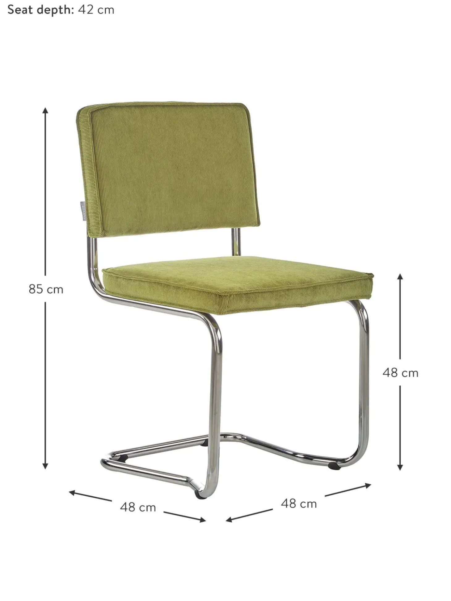 Sedia Cantilever In Velluto A Coste Kink