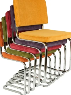 Sedia Cantilever In Velluto A Coste Kink