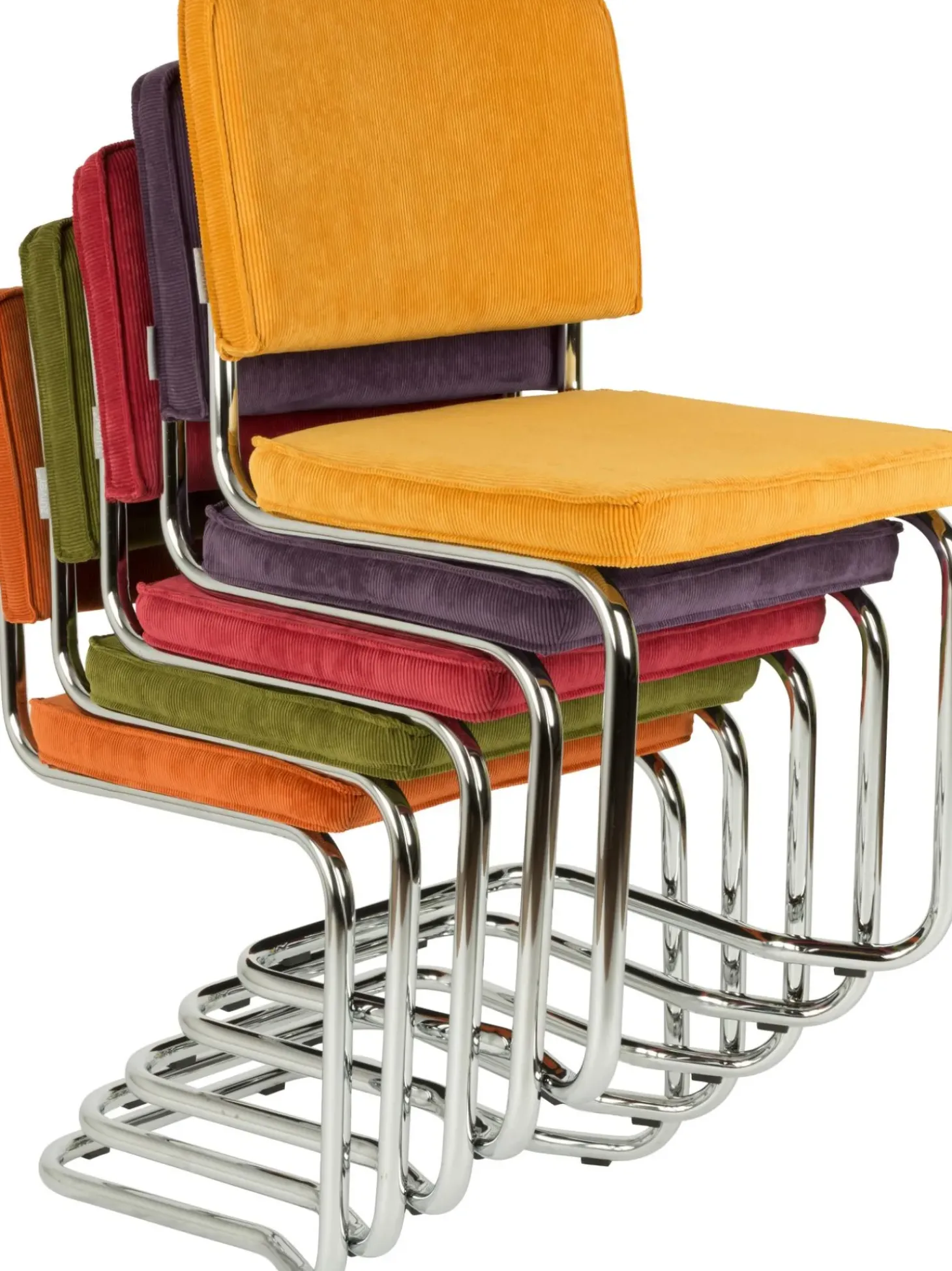 Sedia Cantilever In Velluto A Coste Kink