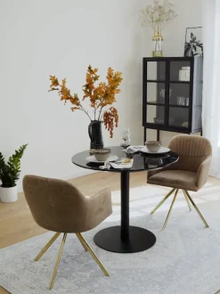 Sedia Con Braccioli Girevole In Velluto Lola