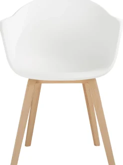 Sedia Con Braccioli In Plastica Con Gambe In Legno Claire