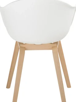 Sedia Con Braccioli In Plastica Con Gambe In Legno Claire