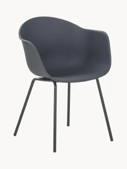 Sedia Con Braccioli In Plastica Con Gambe In Metallo Claire