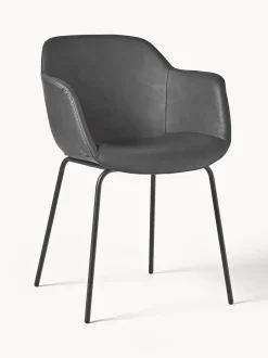 Sedia Con Braccioli In Similpelle Con Seduta Stretta Fiji