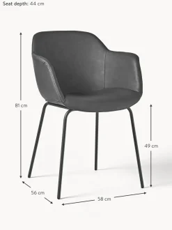 Sedia Con Braccioli In Similpelle Con Seduta Stretta Fiji