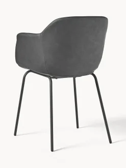 Sedia Con Braccioli In Similpelle Con Seduta Stretta Fiji