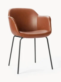 Sedia Con Braccioli In Similpelle Con Seduta Stretta Fiji