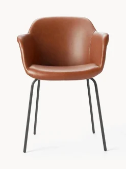 Sedia Con Braccioli In Similpelle Con Seduta Stretta Fiji