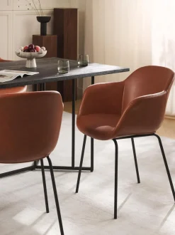 Sedia Con Braccioli In Similpelle Con Seduta Stretta Fiji