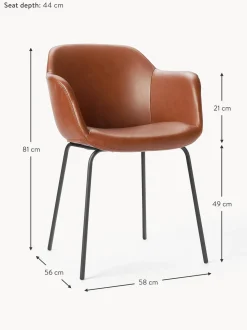 Sedia Con Braccioli In Similpelle Con Seduta Stretta Fiji