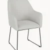 Sedia Con Braccioli In Tessuto Bianco Crema Isla