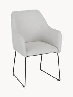 Sedia Con Braccioli In Tessuto Bianco Crema Isla