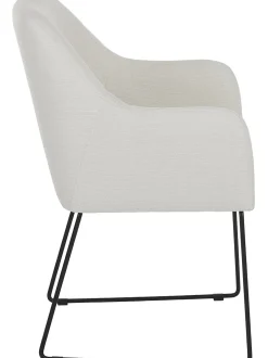 Sedia Con Braccioli In Tessuto Bianco Crema Isla