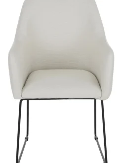 Sedia Con Braccioli In Tessuto Bianco Crema Isla