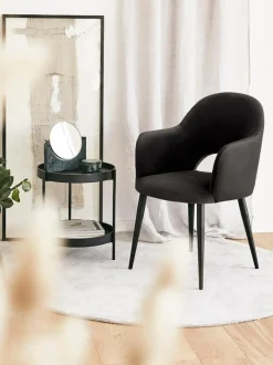 Sedia Con Braccioli In Velluto Rachel