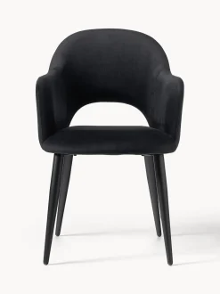 Sedia Con Braccioli In Velluto Rachel