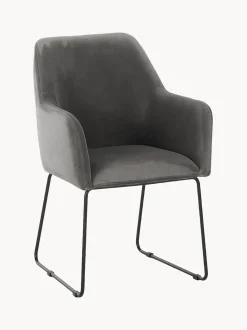 Sedia Con Braccioli In Velluto Isla